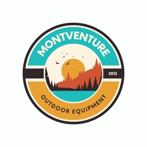 Illustrated Mountain Adventure Gear Circle Logo